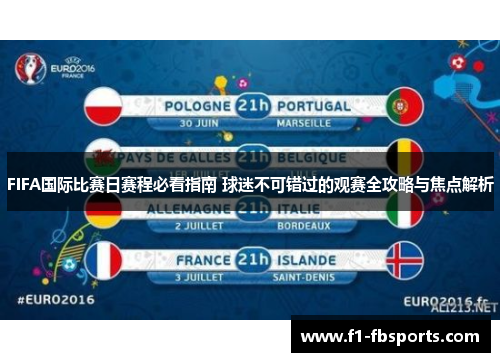 FIFA国际比赛日赛程必看指南 球迷不可错过的观赛全攻略与焦点解析 FIFA国际比赛日赛程必看指南 球迷不可错过的观赛全攻略与焦点解析